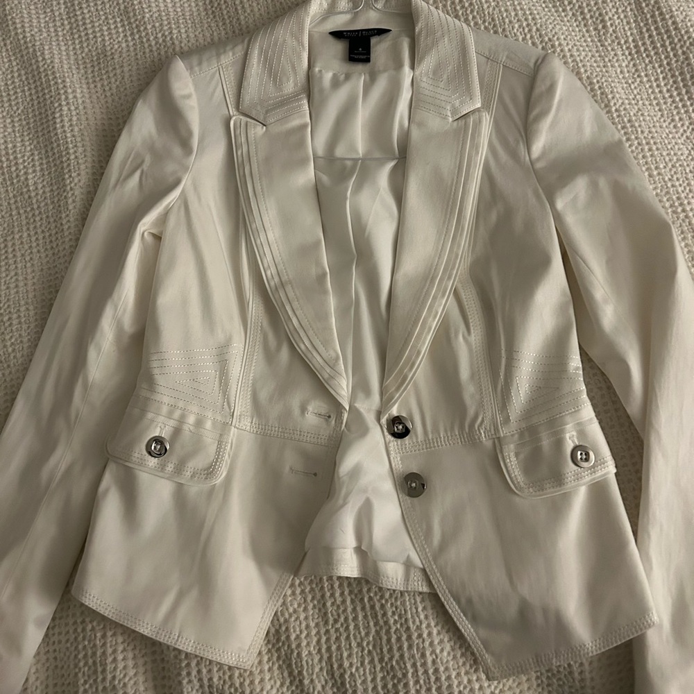 WHITE HOUSE BLACK MARKET White Notch-Collar Blazer Bridal 🤍💐💍